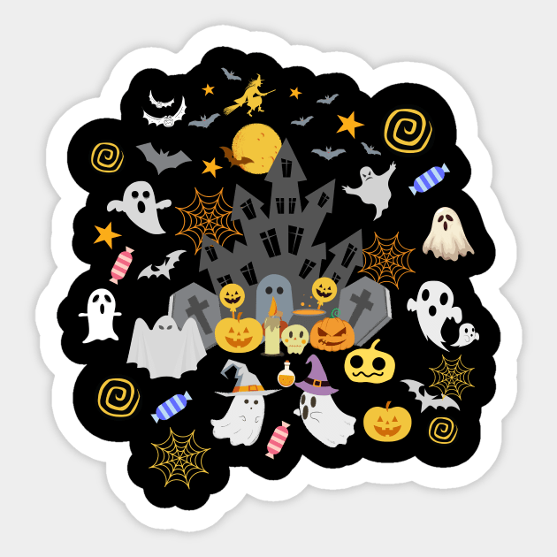 Happy Halloween Face Mask, Haloween ghost Face Mask for Kids. Sticker by DakhaShop